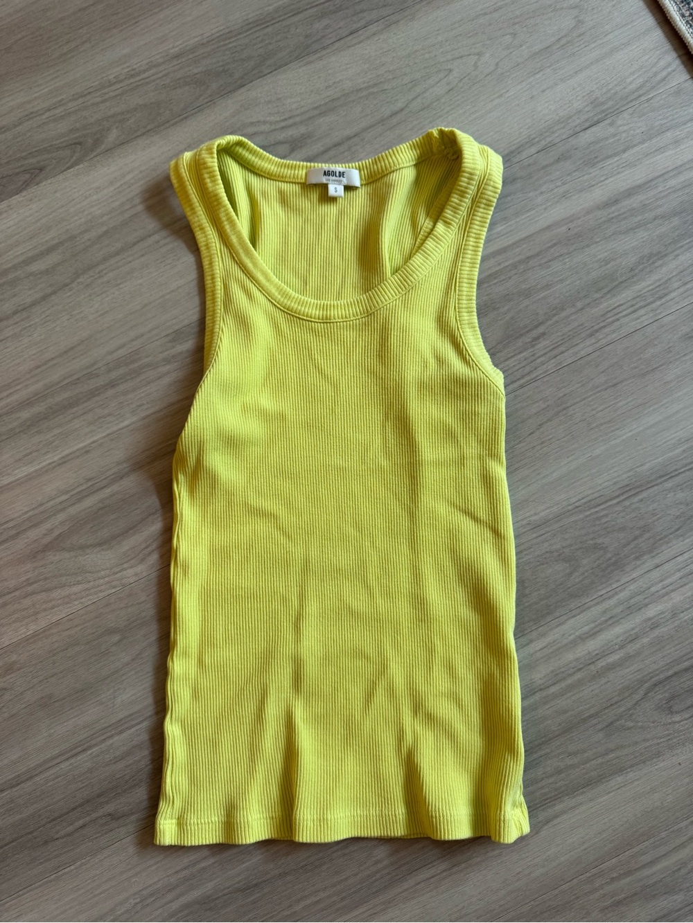 Agolde Ribbed Scoop Tank Top - Yellow